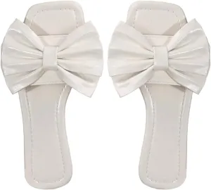 GORGLITTER Women's Bow Sandals Square Open Toe Slip on Dressy Summer Sandals