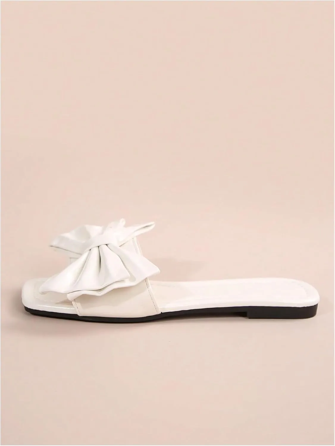 GORGLITTER Women's Bow Sandals Square Open Toe Slip on Dressy Summer Sandals