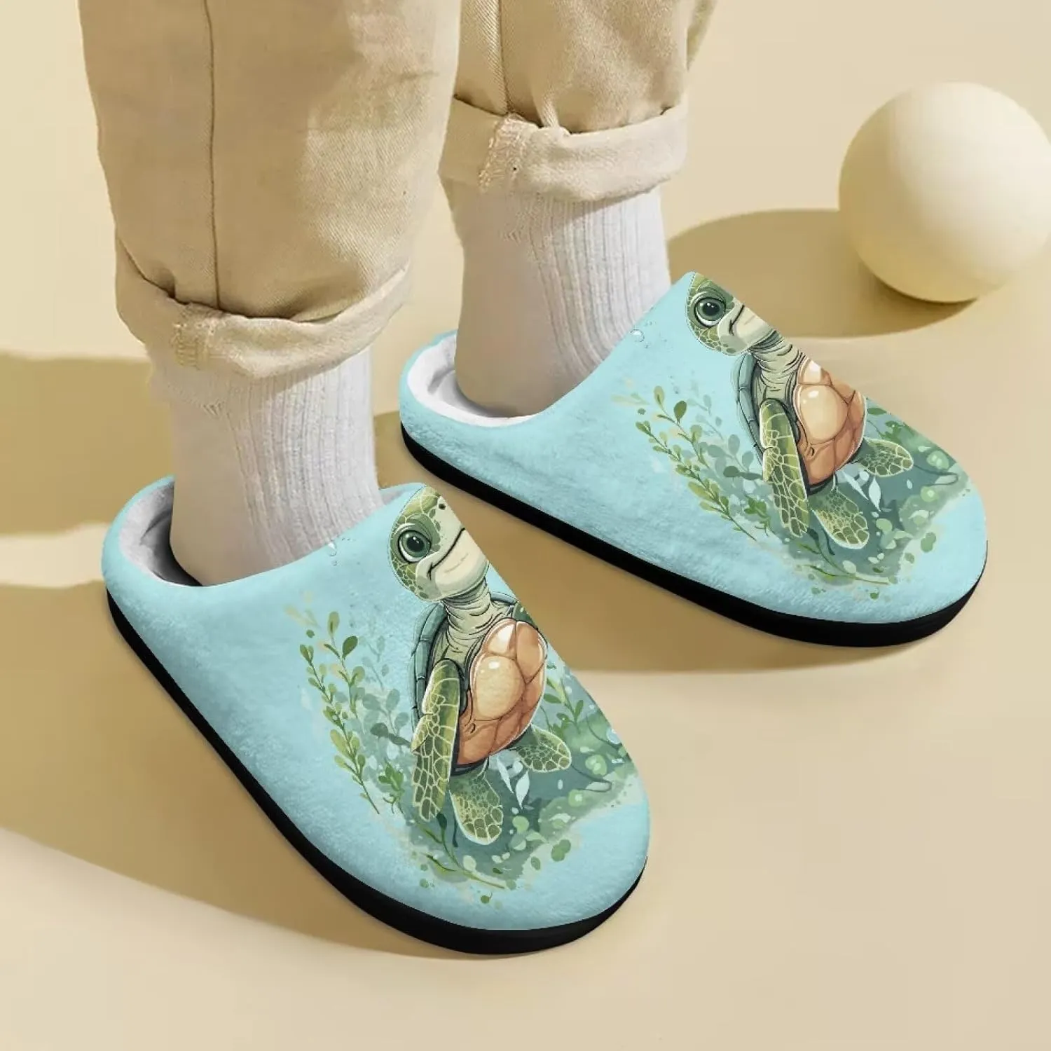 GOSTONG Unisex Kids Slippers Warm Plush Soft Winter House Slippers Non Slip Girls Boys Comfort Home Shoes US 9-15 Black Sole