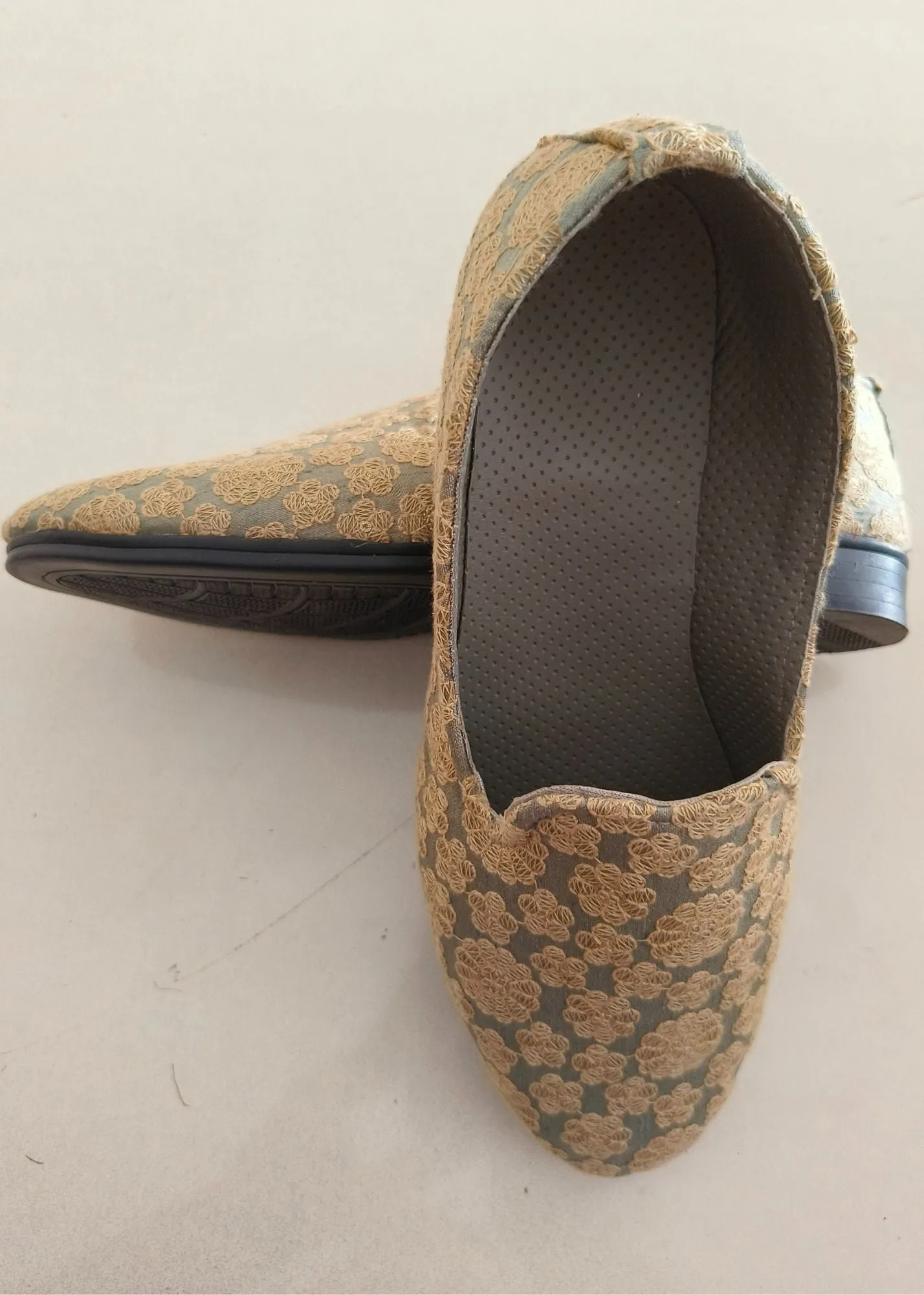 Green Embroidery Loafer Shoes