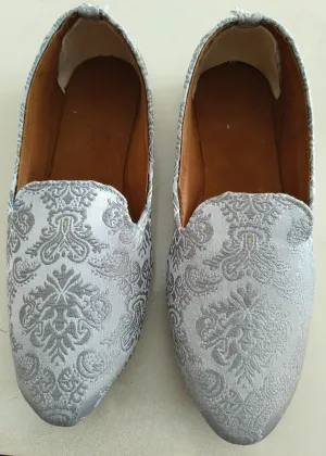 Grey self designer Loafer Shoes