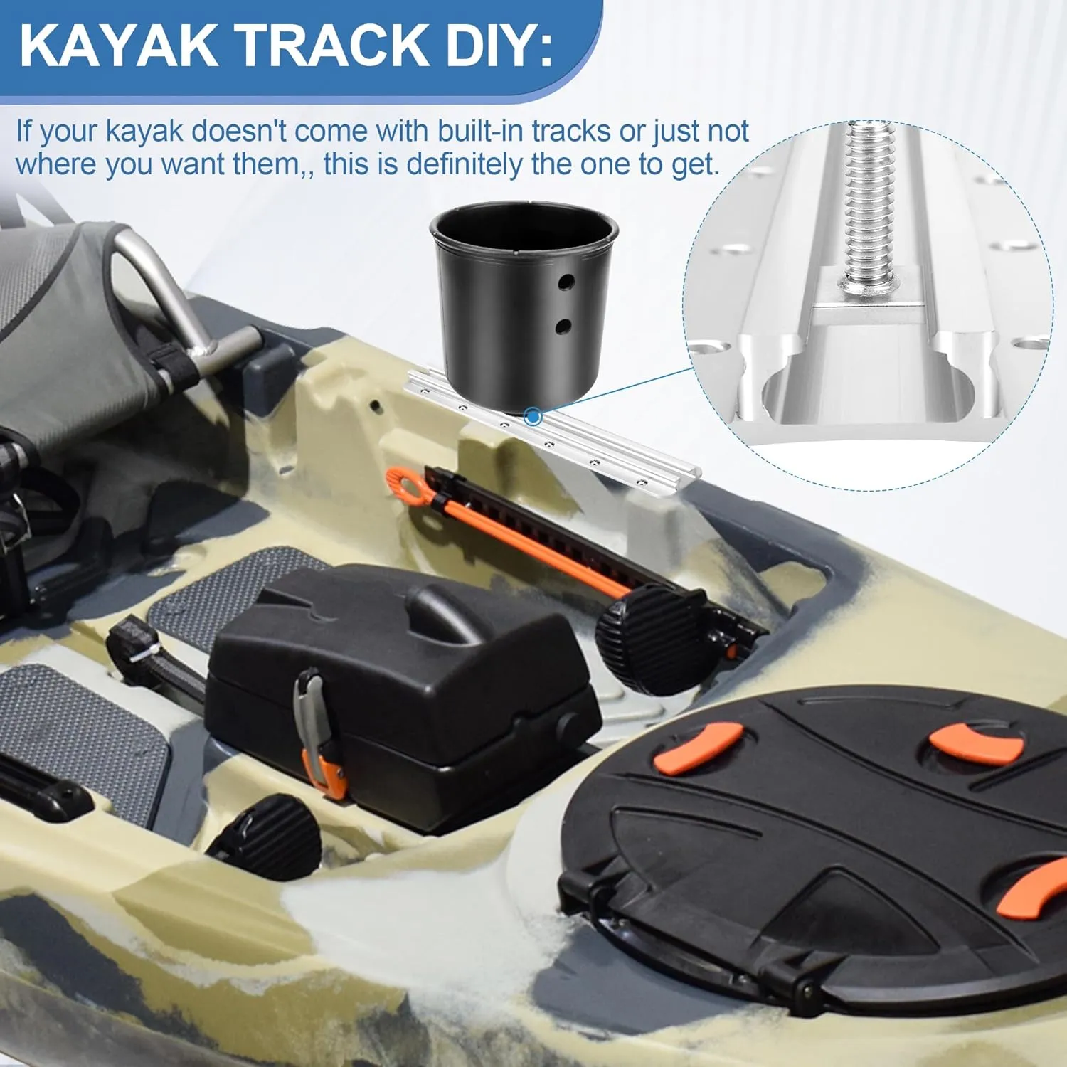 GTTL175 Gear Trac for Kayak, Top Loading Stainless Steel Kayak Track Mount for 1/2" Wide Track Hardware(Rod/Paddle Holder, Fish Finder etc) - Hole Pattern 1-5/16" Wd X 1-3/4" Lg Kayak Accessories