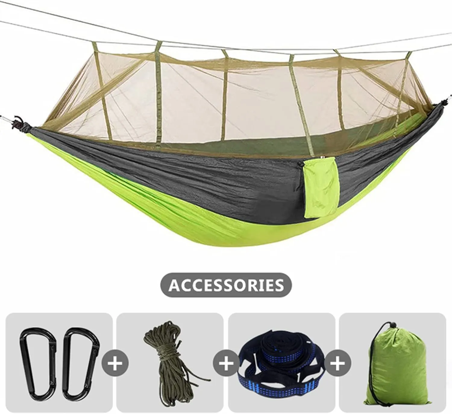 Hammocks Hammock 260x140cm Camping Hammock Ultralight Hammock Double Hanging Sleeping Bed Swing with Tree Straps for Survival Hiking Patio Outdoor Hammock, Ggreen