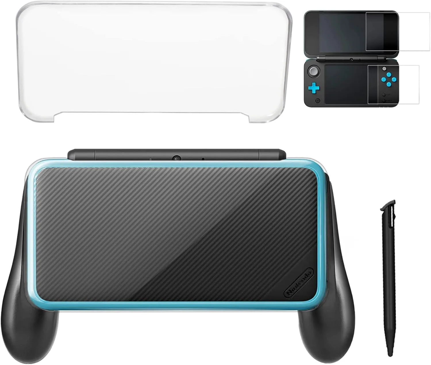 Hand Grip Handle Holder Case Bracket for Nintendo 2DS XL with 1 Stylus and 1 Clear Case & 1 Screen Protector