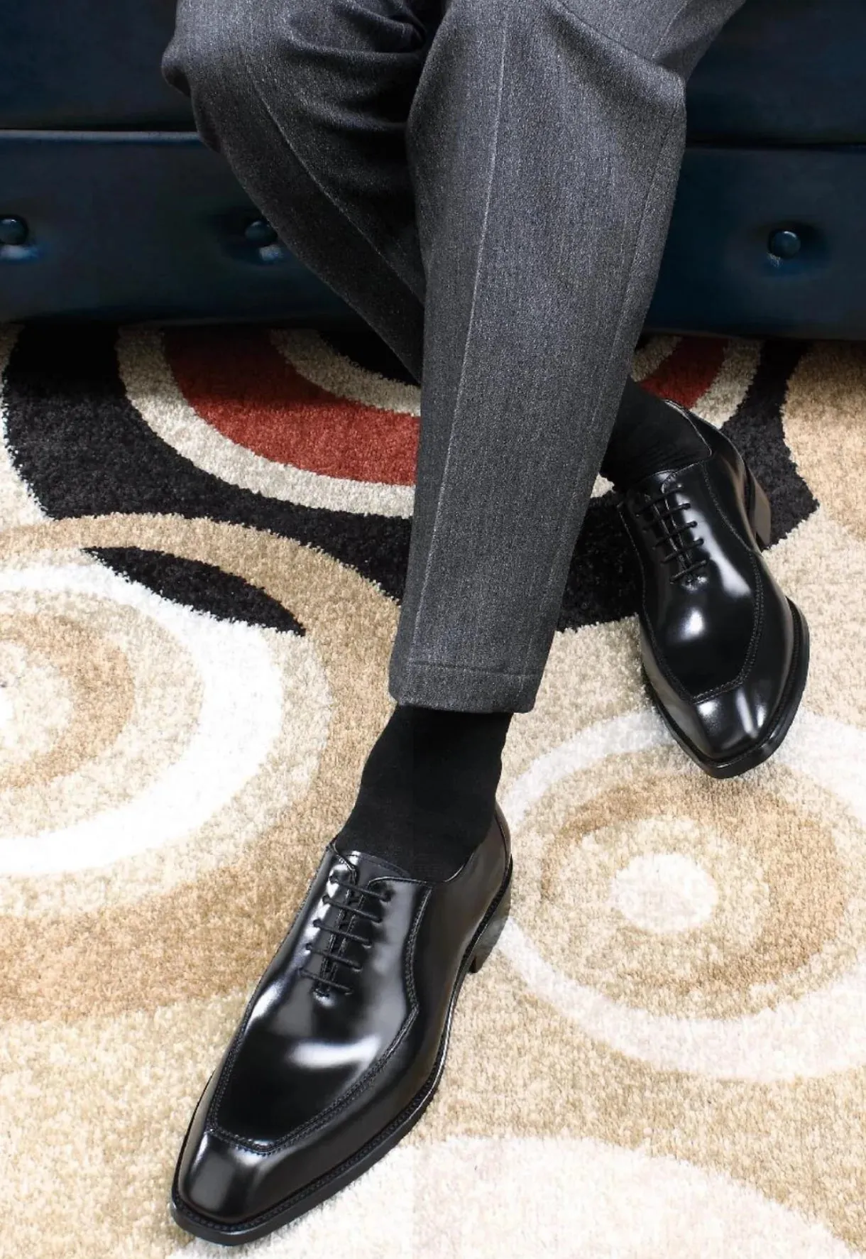 Handcrafted Black Leather Norwegian Derby Shoes