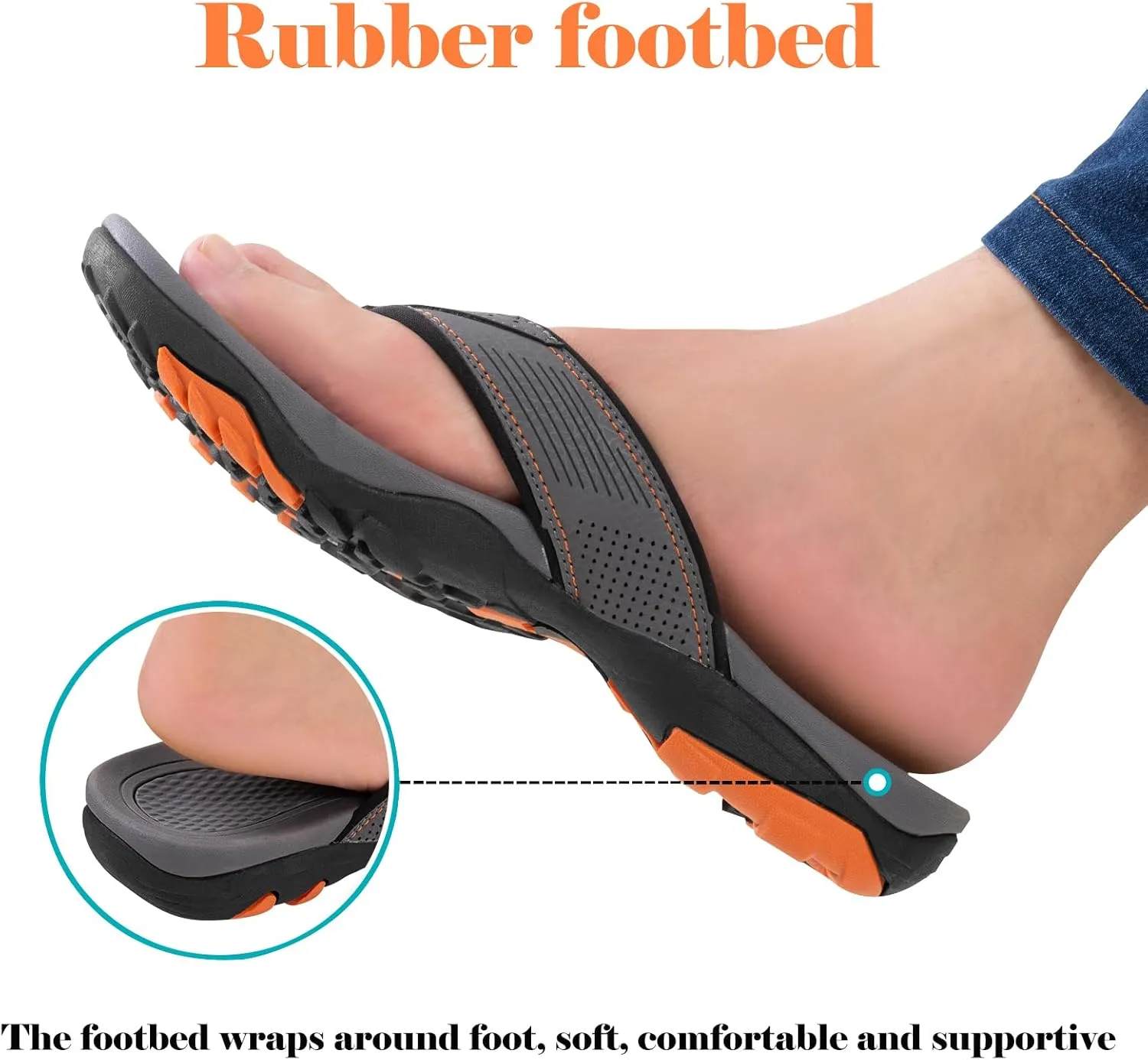 HAOLIRA Mens Leather Flip Flops with Arch Support Comfortable Cushion Thong Sandals Lightweight Waterproof Outdoor Summer Beach Pool Shoes