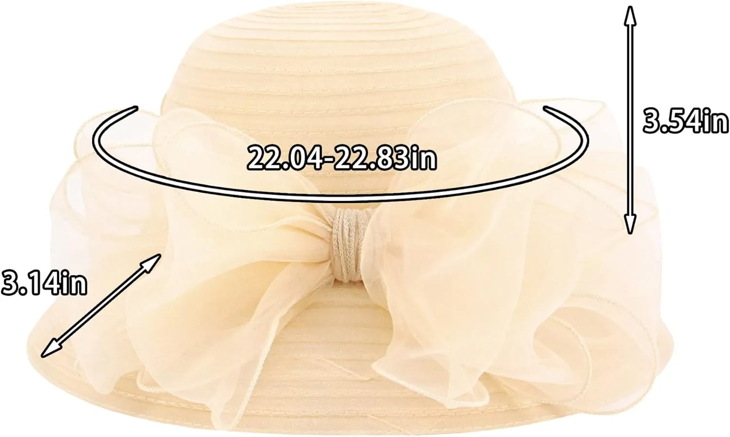 Haoohu Women's Church Derby Hat Wide Brim Bow Bucket Hat Wedding Dress Hat Fascinator Bridal Tea Party Hat