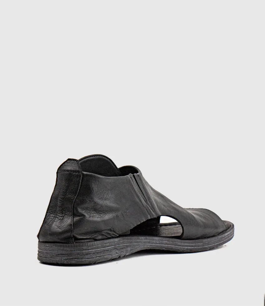 HARPER Open Toe Bootie Flat in Black