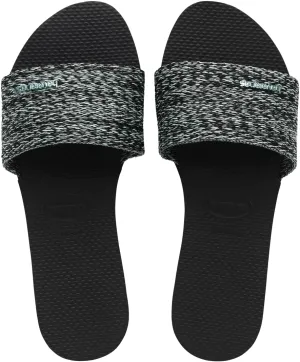 Havaianas Women You Malta Sandals - Woven Strap Sandals - Black/Blue Sky, 6