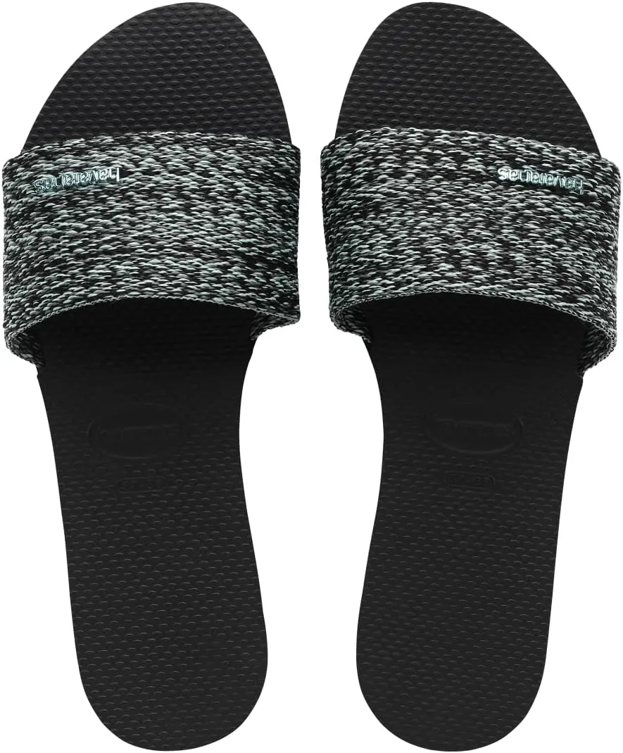 Havaianas Women You Malta Sandals - Woven Strap Sandals - Black/Blue Sky, 6