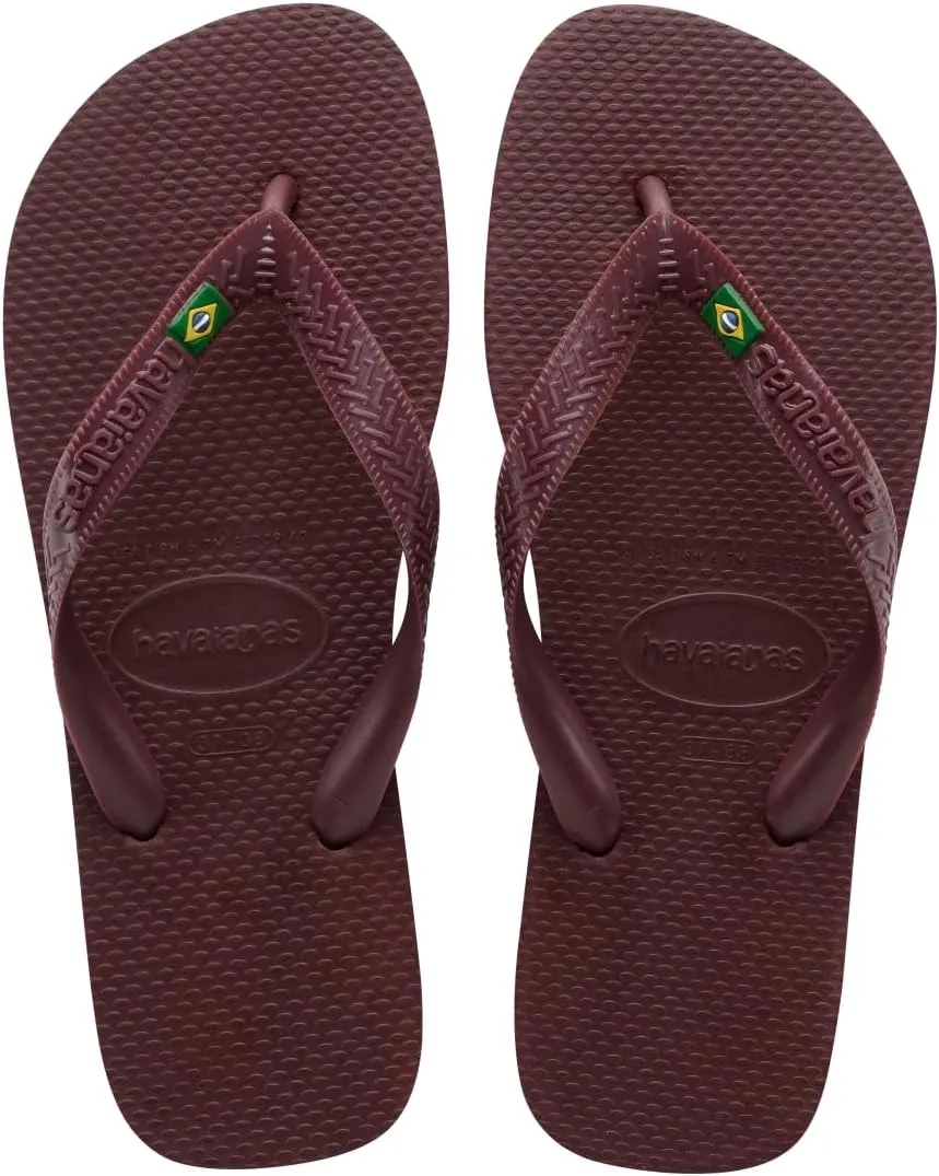 Havaianas Women's Brazil Logo Flip Flops - Women's Sandals for Swimming Pools - Grape Wine, 11/12