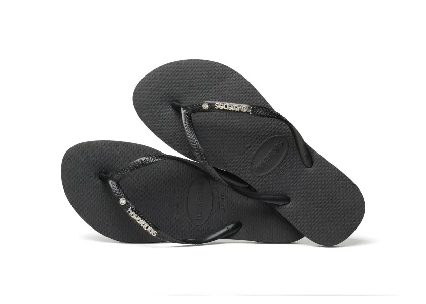 .Havaianas Womens Slim LG Met Crystal - (SLIM METAL LOGO CRYSTAL) - HV32 - F