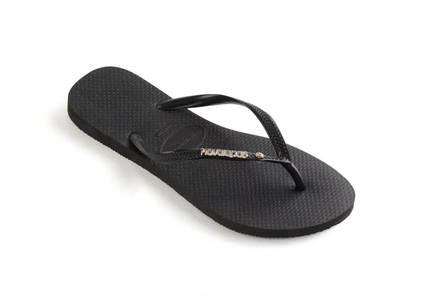 .Havaianas Womens Slim LG Met Crystal - (SLIM METAL LOGO CRYSTAL) - HV32 - F