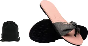 Havaianas Women's You St. Tropez Shine Sandals - Stylish, Comfortable, and Durable Flip Flops with Shimmery Lurex Straps, Perfect for Beach, Casual, and Everyday Wear, Includes Velvet Pouch