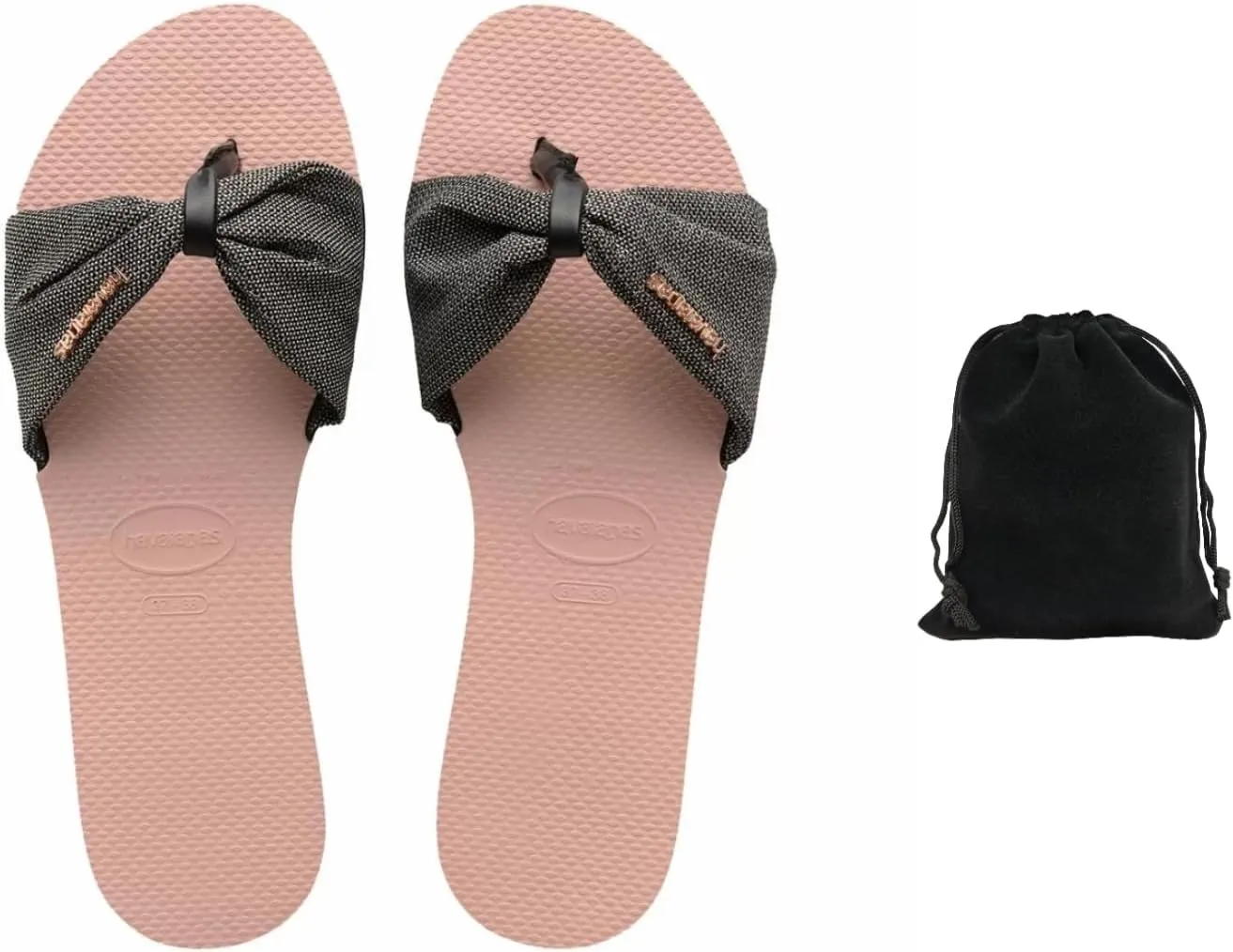 Havaianas Women's You St. Tropez Shine Sandals - Stylish, Comfortable, and Durable Flip Flops with Shimmery Lurex Straps, Perfect for Beach, Casual, and Everyday Wear, Includes Velvet Pouch