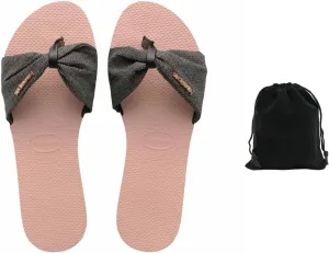 Havaianas Women's You St. Tropez Shine Sandals - Stylish, Comfortable, and Durable Flip Flops with Shimmery Lurex Straps, Perfect for Beach, Casual, and Everyday Wear, Includes Velvet Pouch