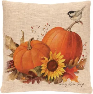 Heritage Lace Harvest Pumpkin Woven Pillow, 18 by 18-Inch, Natural