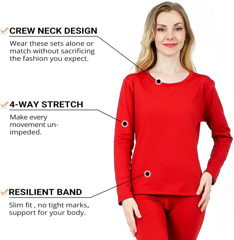 HEROBIKER Thermal Underwear Women Ultra-Soft Set Base Layer Top & Bottom Long Johns with Fleece Lined Winter Warm