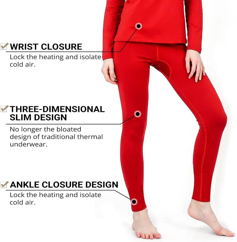 HEROBIKER Thermal Underwear Women Ultra-Soft Set Base Layer Top & Bottom Long Johns with Fleece Lined Winter Warm