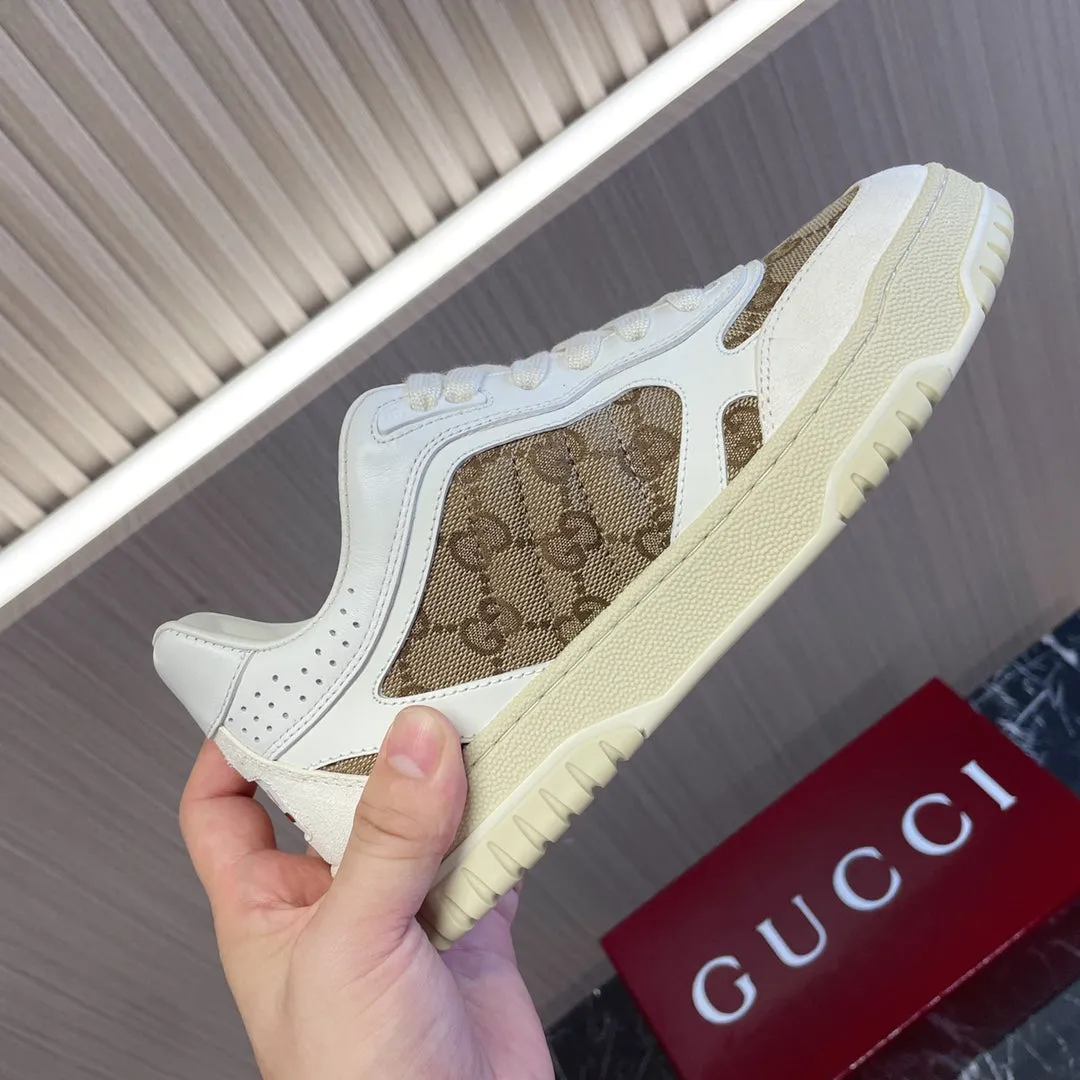 High-end Gucci for Future-proof Sneakers GG White Brown Retro Couples