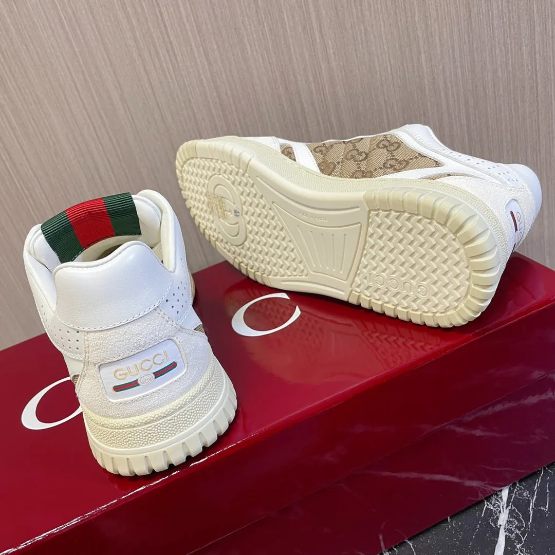 High-end Gucci for Future-proof Sneakers GG White Brown Retro Couples