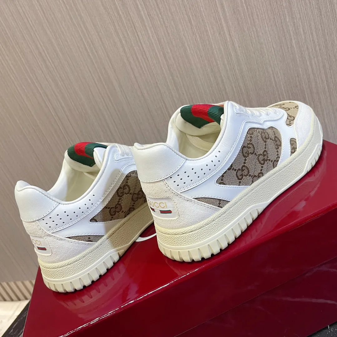 High-end Gucci for Future-proof Sneakers GG White Brown Retro Couples