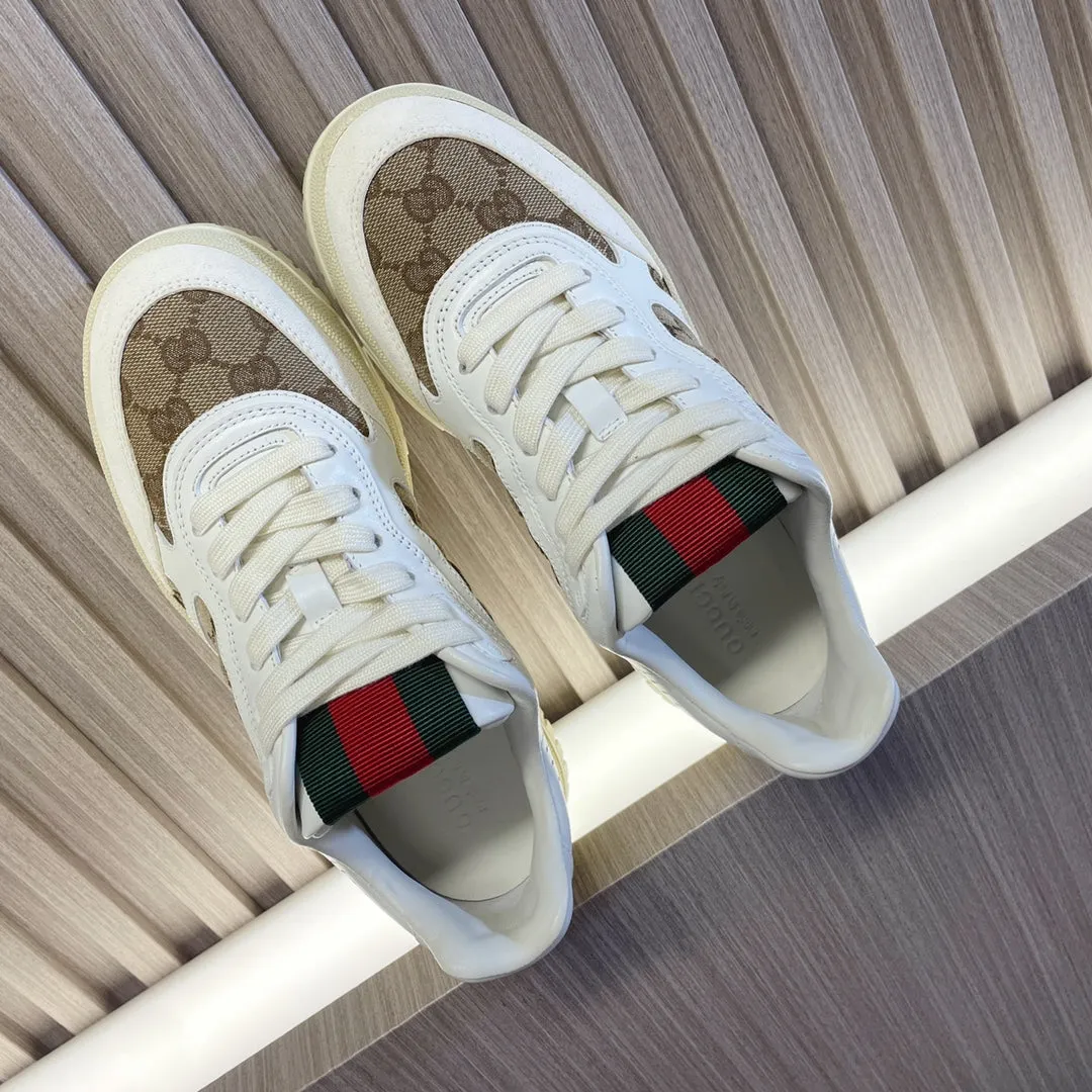 High-end Gucci for Future-proof Sneakers GG White Brown Retro Couples