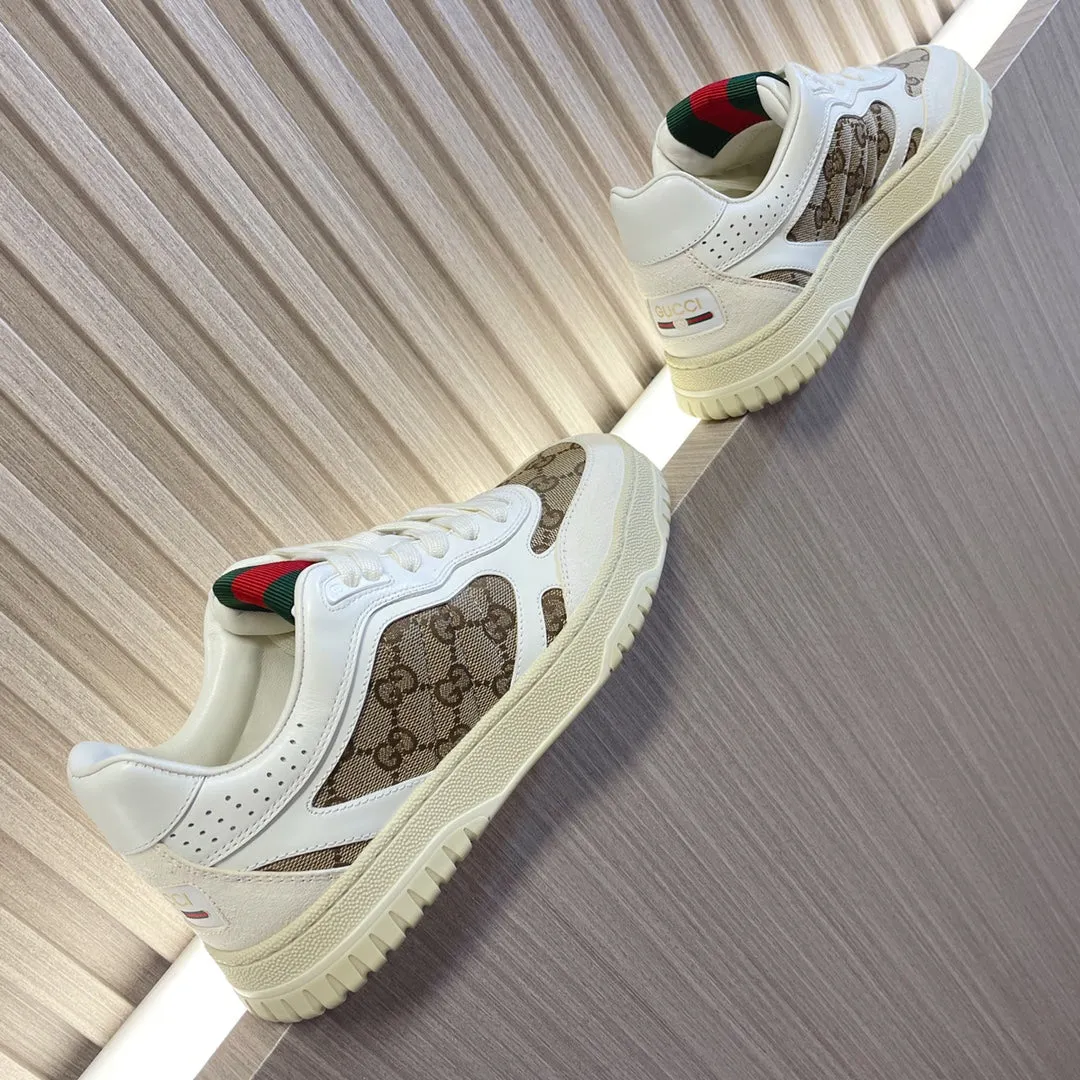 High-end Gucci for Future-proof Sneakers GG White Brown Retro Couples