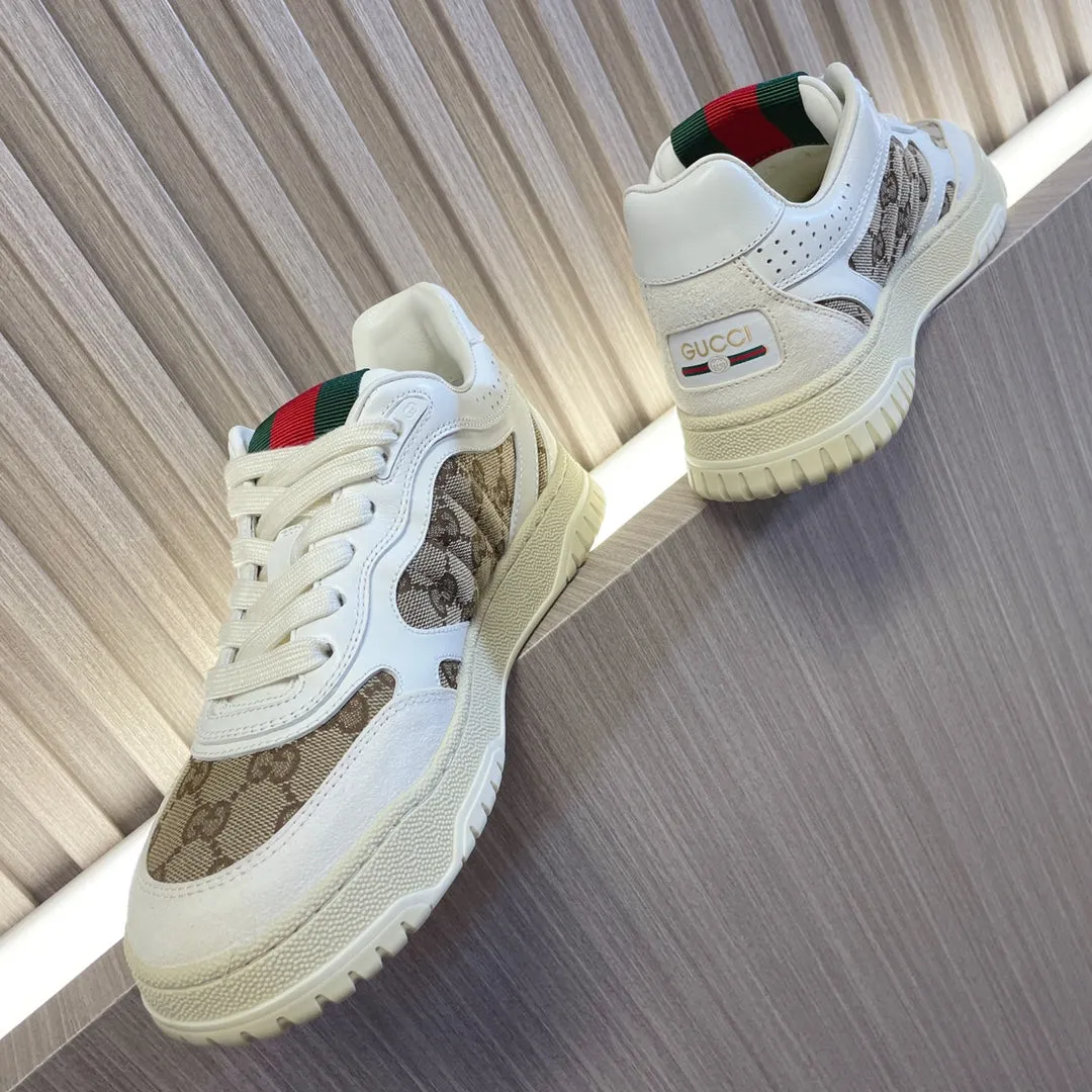 High-end Gucci for Future-proof Sneakers GG White Brown Retro Couples