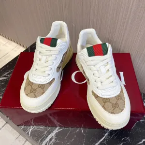 High-end Gucci for Future-proof Sneakers GG White Brown Retro Couples