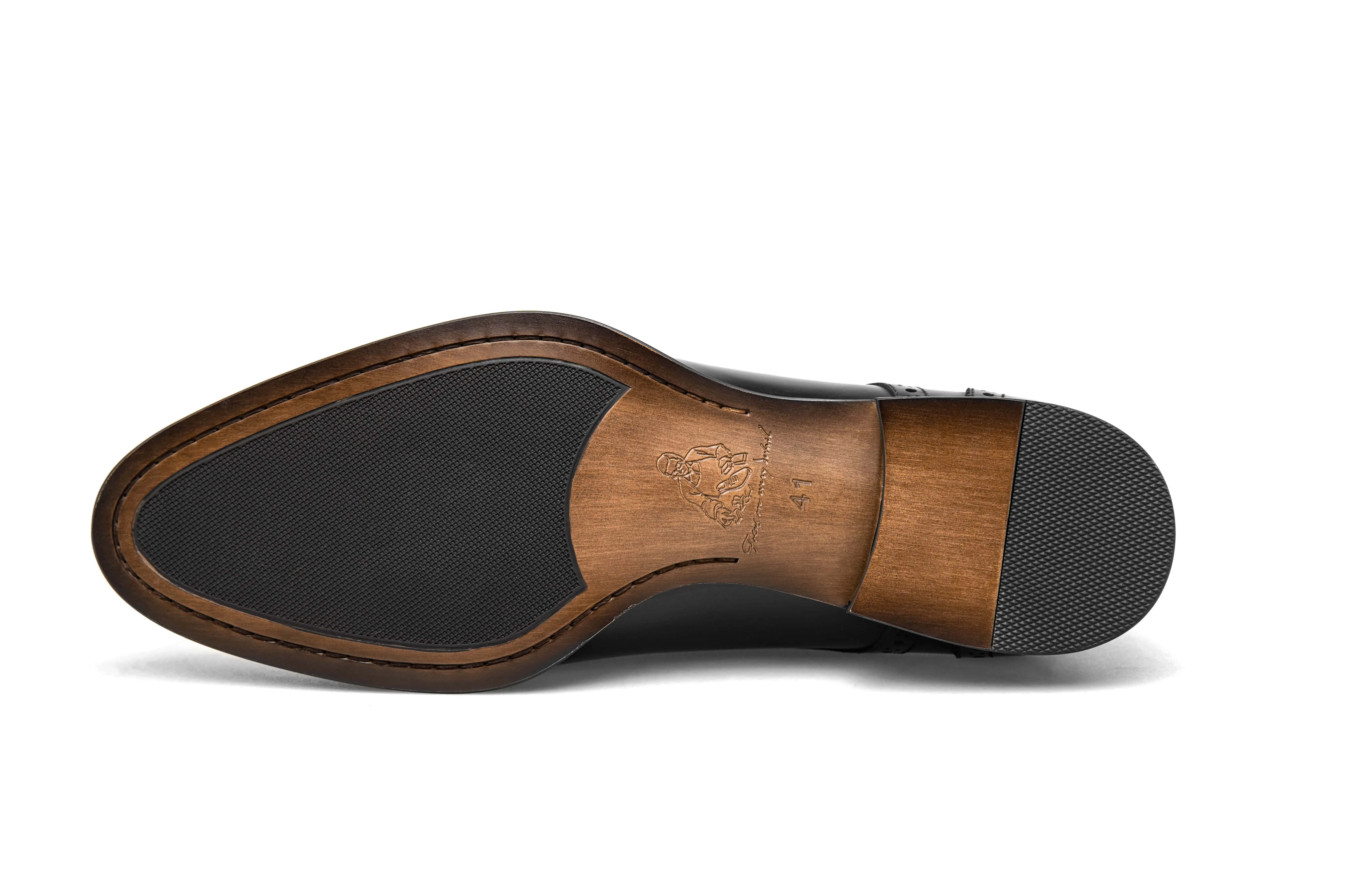 HolloShoe Artisan Burnished Black Cap-Toe Derby Brogues