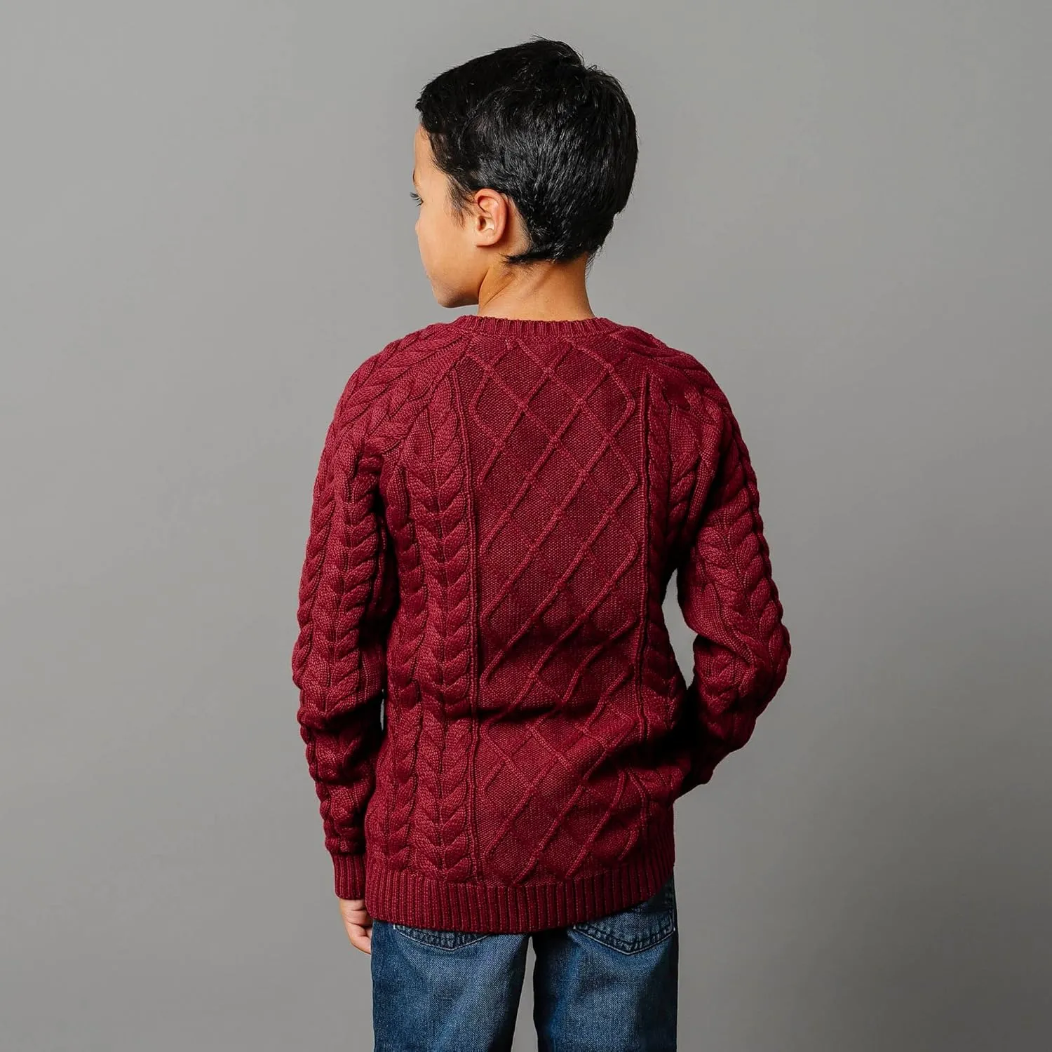 Hope & Henry Boys' Long Sleeve Crew Neck Pullover Sweater