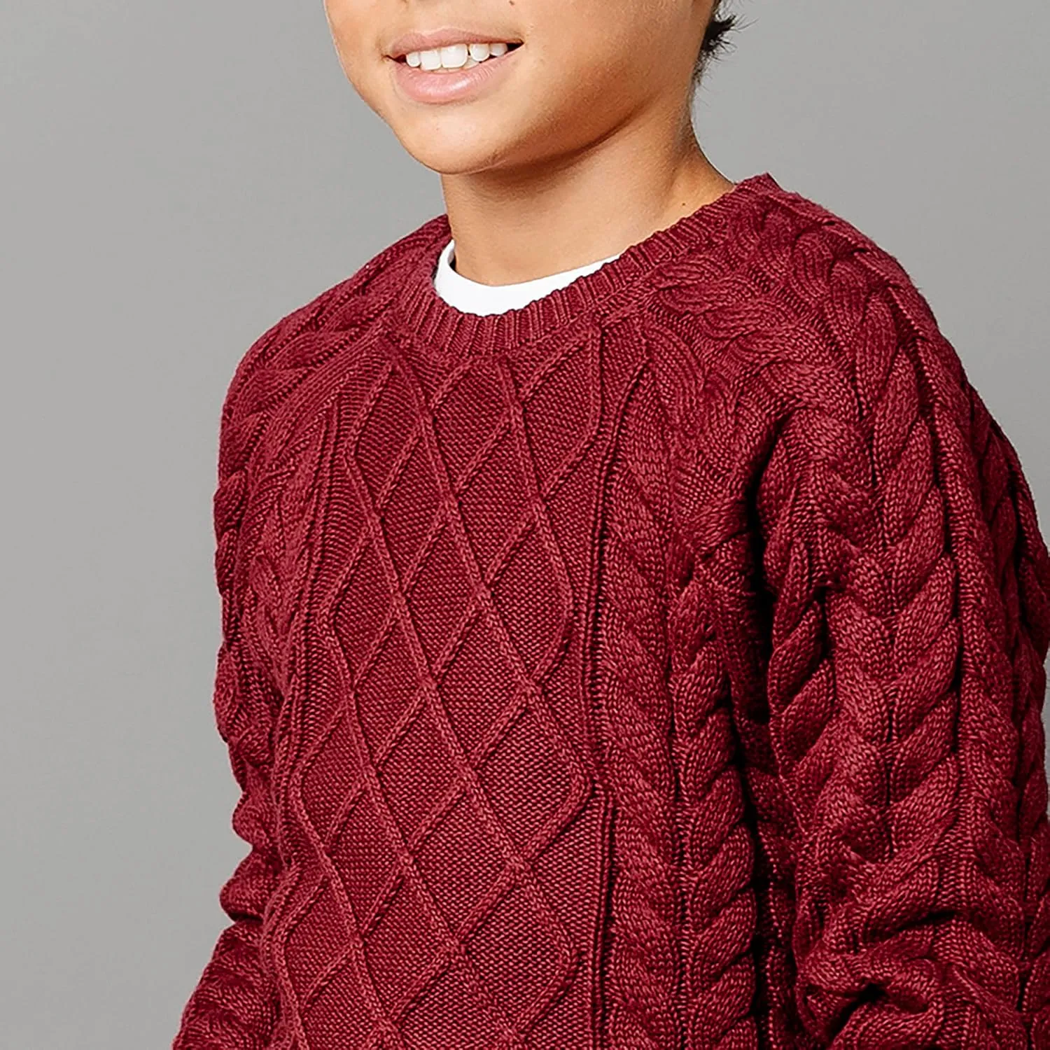 Hope & Henry Boys' Long Sleeve Crew Neck Pullover Sweater