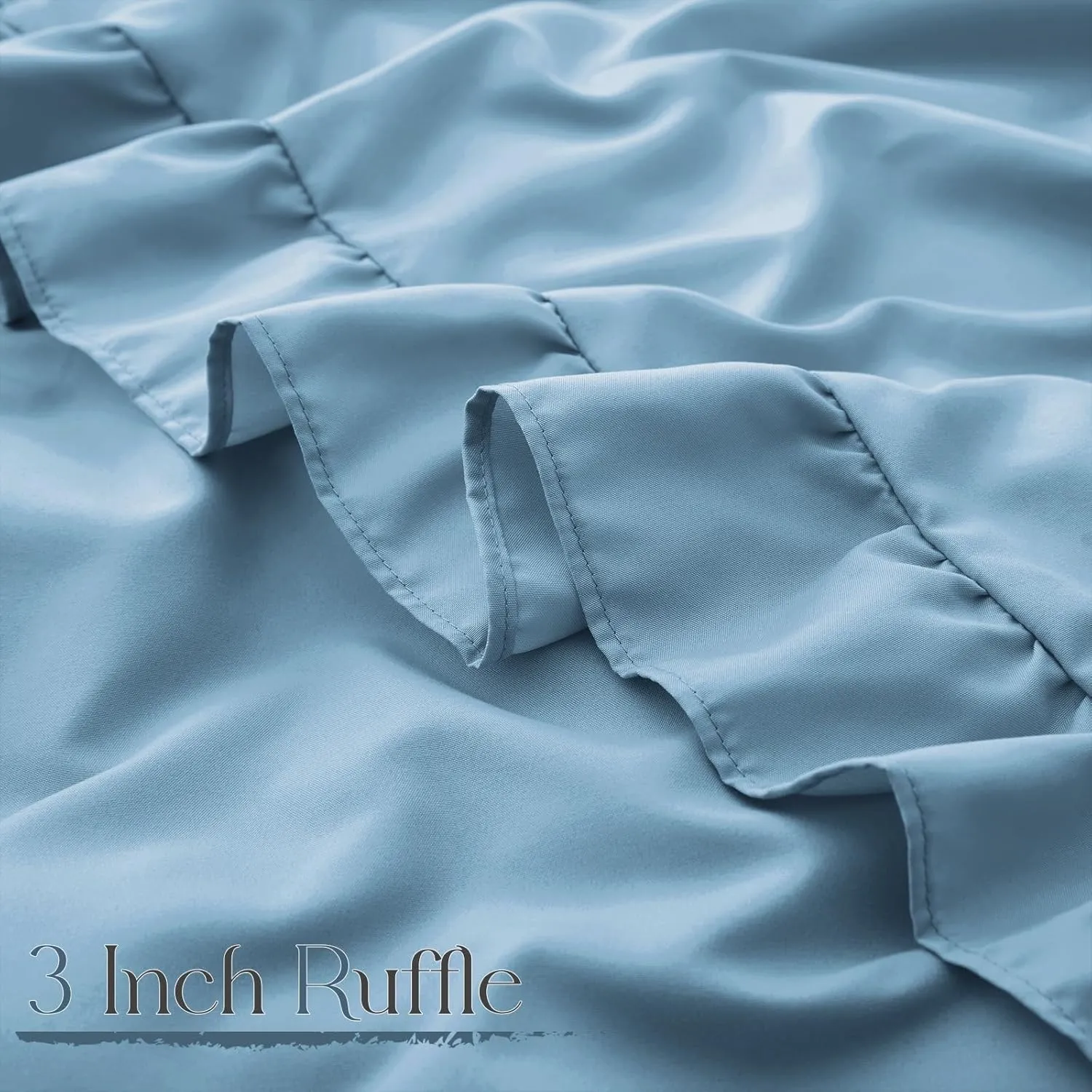 Horbaunal Blue Ruffle Sheets Full Size 6 Piece, Fits 16" Deep Mattress, Microfiber Blue Full Sheets with 2 Ruffled Pillowcases, Shabby Chic Bed Sheet Set
