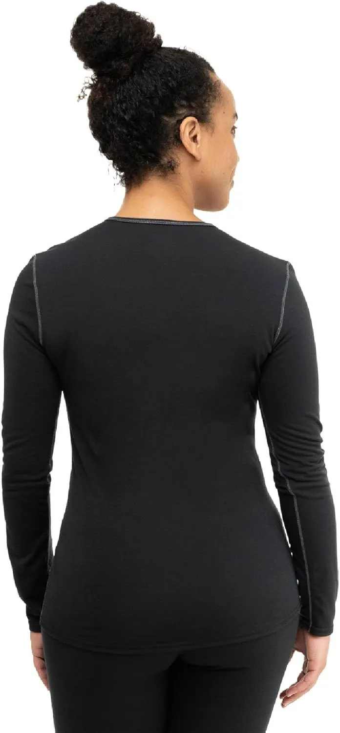 Hot Chillys Women's Pepper Bi-Ply Crewneck Top-Midweight Relaxed Fit Base Layer Thermal Training Cold Weather Long Sleeve Top