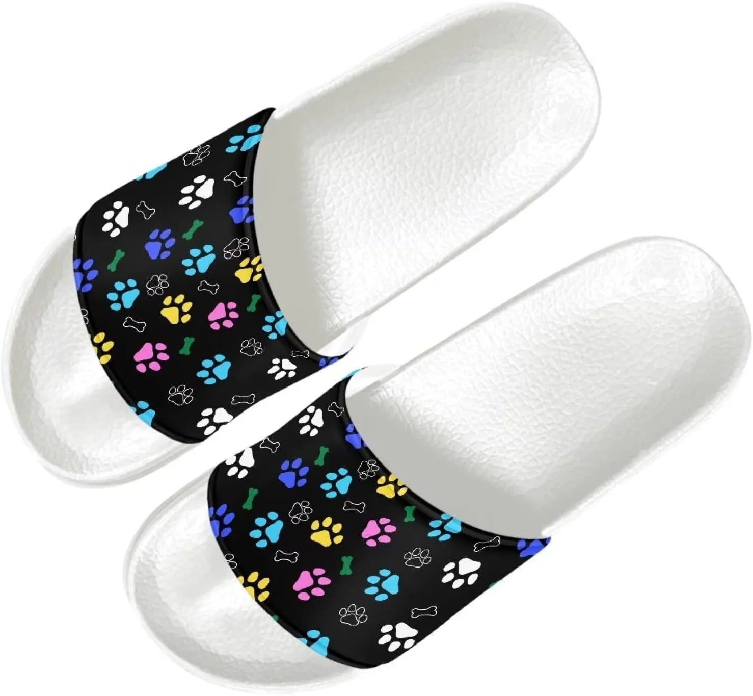 House Slippers Womens Soft Comfortable Slip On Shower Shoes Lightweight Cushioned Beach Party Slide Sandals for Outdoor US 6-13.5 White Sole