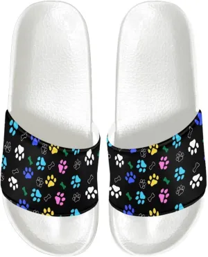 House Slippers Womens Soft Comfortable Slip On Shower Shoes Lightweight Cushioned Beach Party Slide Sandals for Outdoor US 6-13.5 White Sole