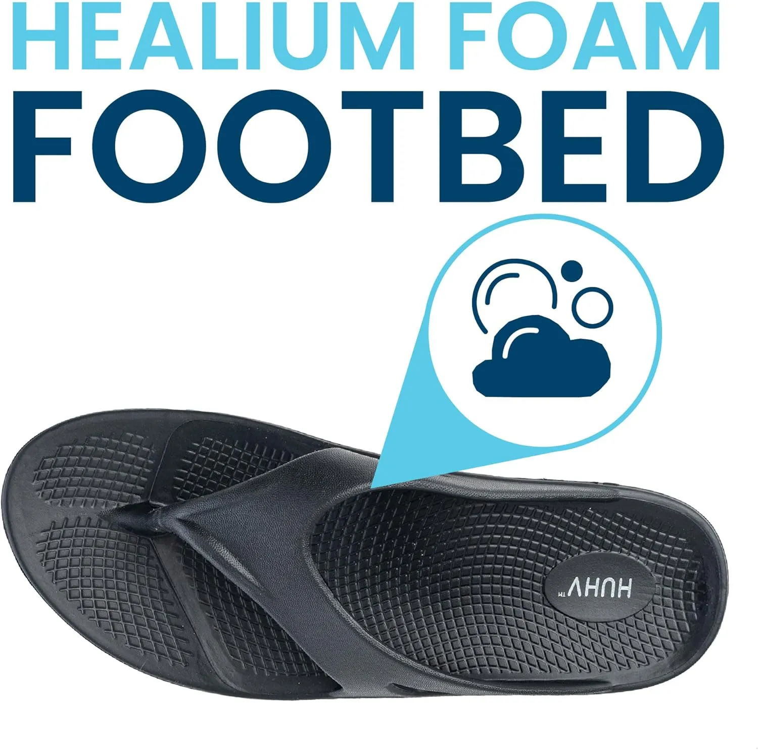 HUHV Recovery Comfort Sandals- Orthopedic Flip-Flop and Slide Sandals with Arch Support and Extra Cushion EVA Footbed for Men and Women
