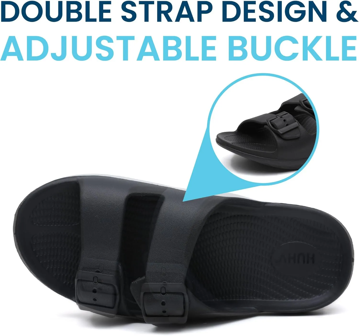 HUHV Recovery Comfort Sandals- Orthopedic Flip-Flop and Slide Sandals with Arch Support and Extra Cushion EVA Footbed for Men and Women