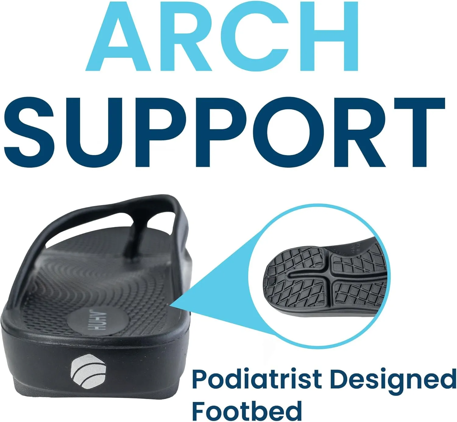 HUHV Recovery Comfort Sandals- Orthopedic Flip-Flop and Slide Sandals with Arch Support and Extra Cushion EVA Footbed for Men and Women