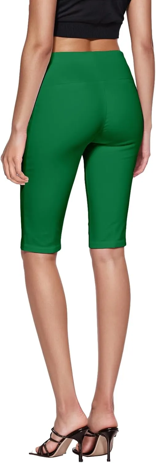 Hybrid & Company Womens Super Stretch Causal Pull On Millennium Twill Bermuda Shorts