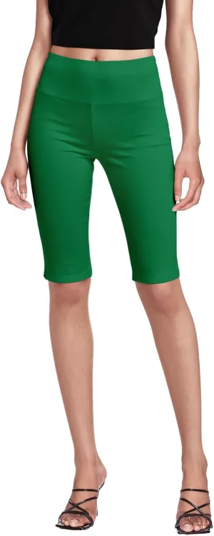 Hybrid & Company Womens Super Stretch Causal Pull On Millennium Twill Bermuda Shorts