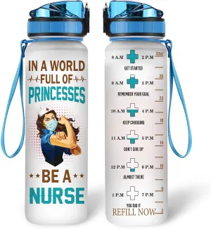 Hyturtle Personalized Nurse Water Bottle - 32oz Motivational Water Bottle with Leak-Proof Lid Time Marker - Custom Name Appreciation Gift for Women, Nurse Coworkers On Birthday Nurse's Day