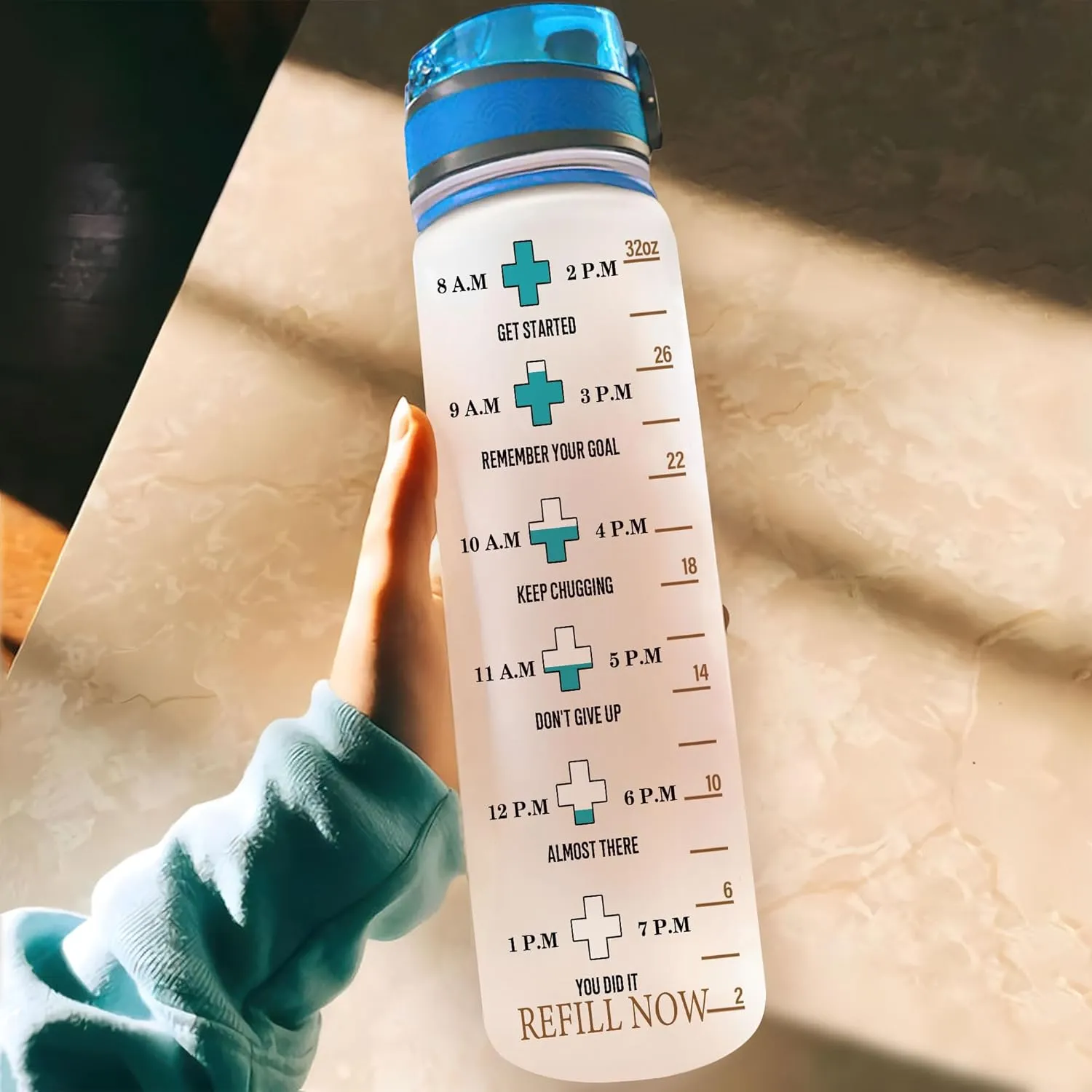 Hyturtle Personalized Nurse Water Bottle - 32oz Motivational Water Bottle with Leak-Proof Lid Time Marker - Custom Name Appreciation Gift for Women, Nurse Coworkers On Birthday Nurse's Day