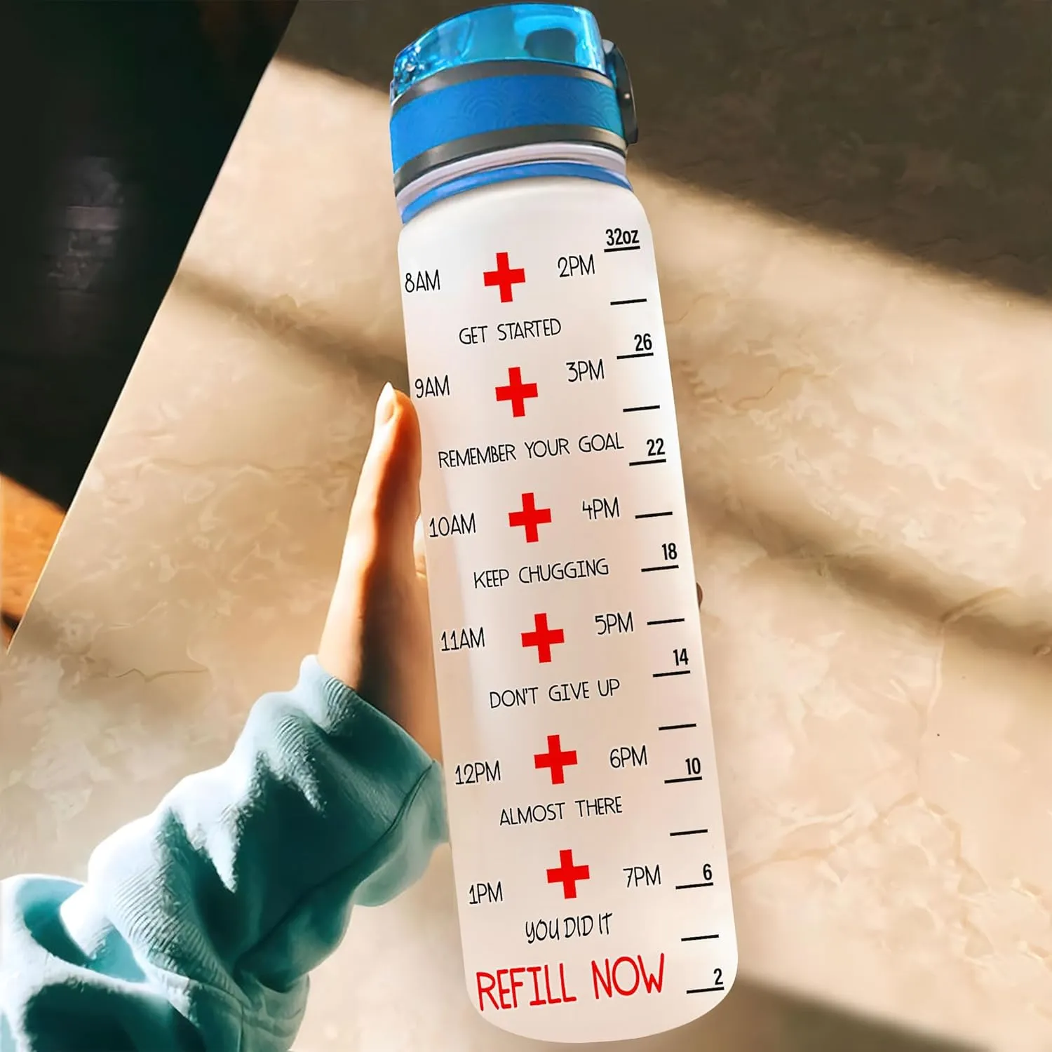 Hyturtle Personalized Nurse Water Bottle - 32oz Motivational Water Bottle with Leak-Proof Lid Time Marker - Custom Name Gift for Women, Nursing Students, Nurse Coworkers On Birthday, Nurse's Day