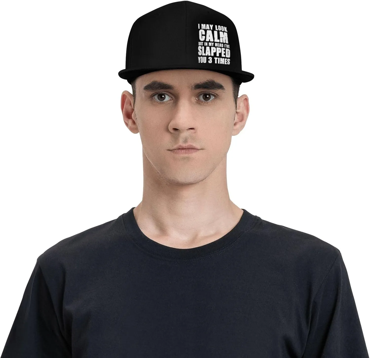 I May Look Calm But in My Head I've Slapped You 3 Times Baseball Cap,Snapback Hats Trucker Hat for Men & Women,Black