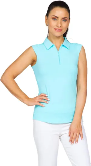 IBKUL Women's Sun Protective UPF 50  Cooling Solid Sleeveless Polo - 84000