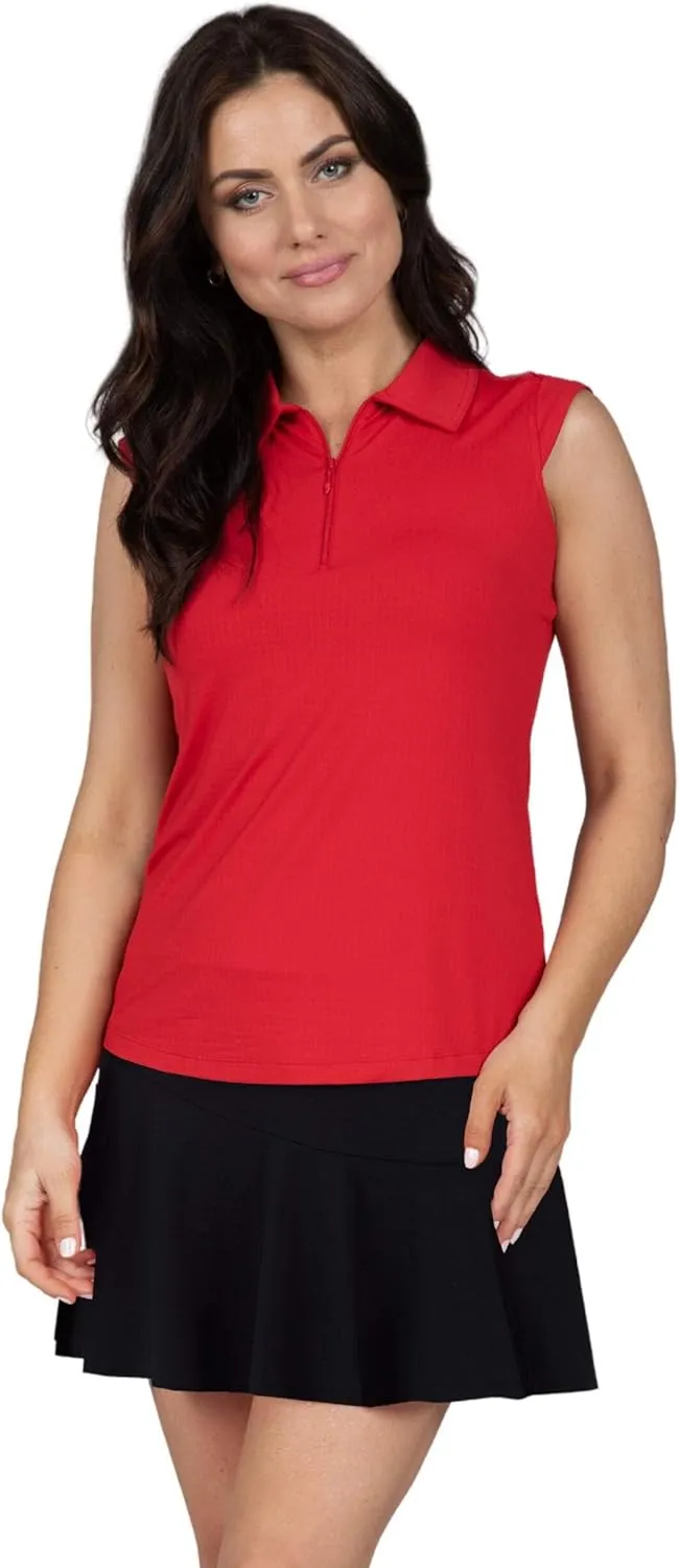 IBKUL Women's Sun Protective UPF 50  Cooling Solid Sleeveless Polo - 84000