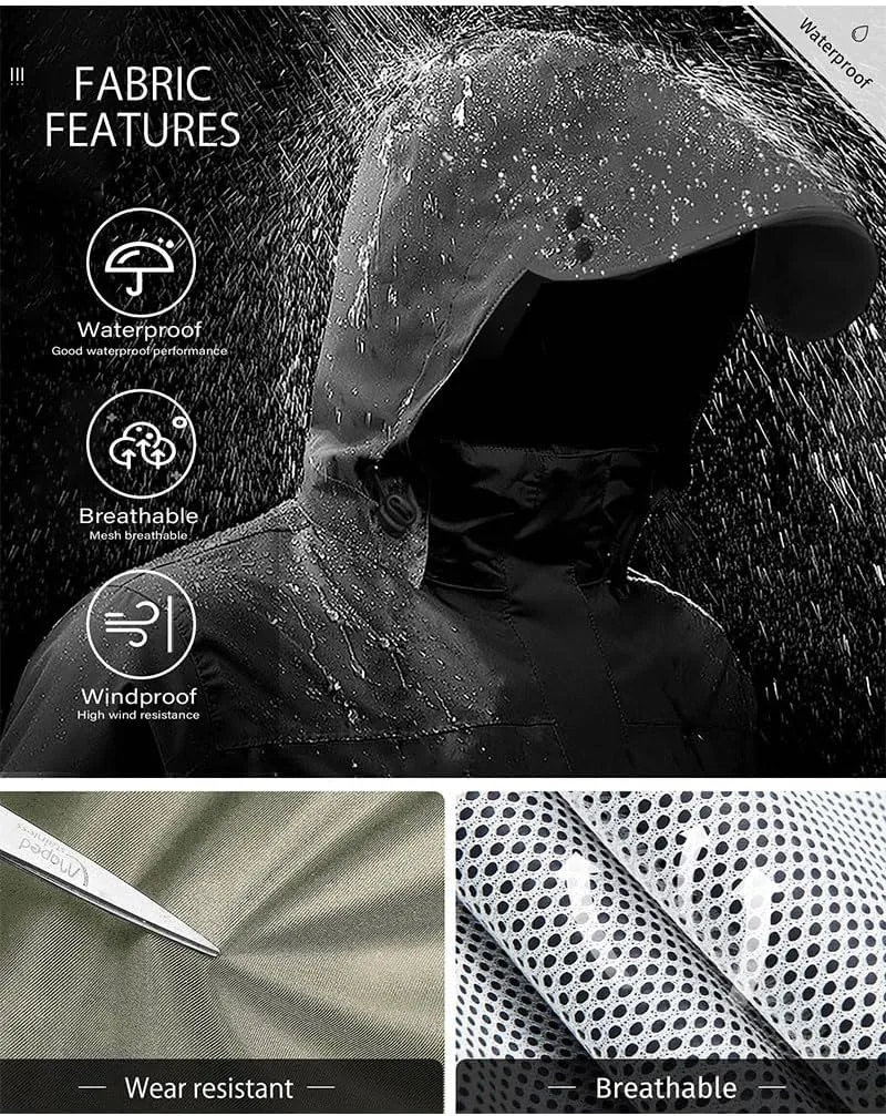 iCreek Rain Suit Waterproof Jacket with Pants 2 Pieces Breathable Lightweight Packable Raincoat with Hooded Rain Gear Unisex