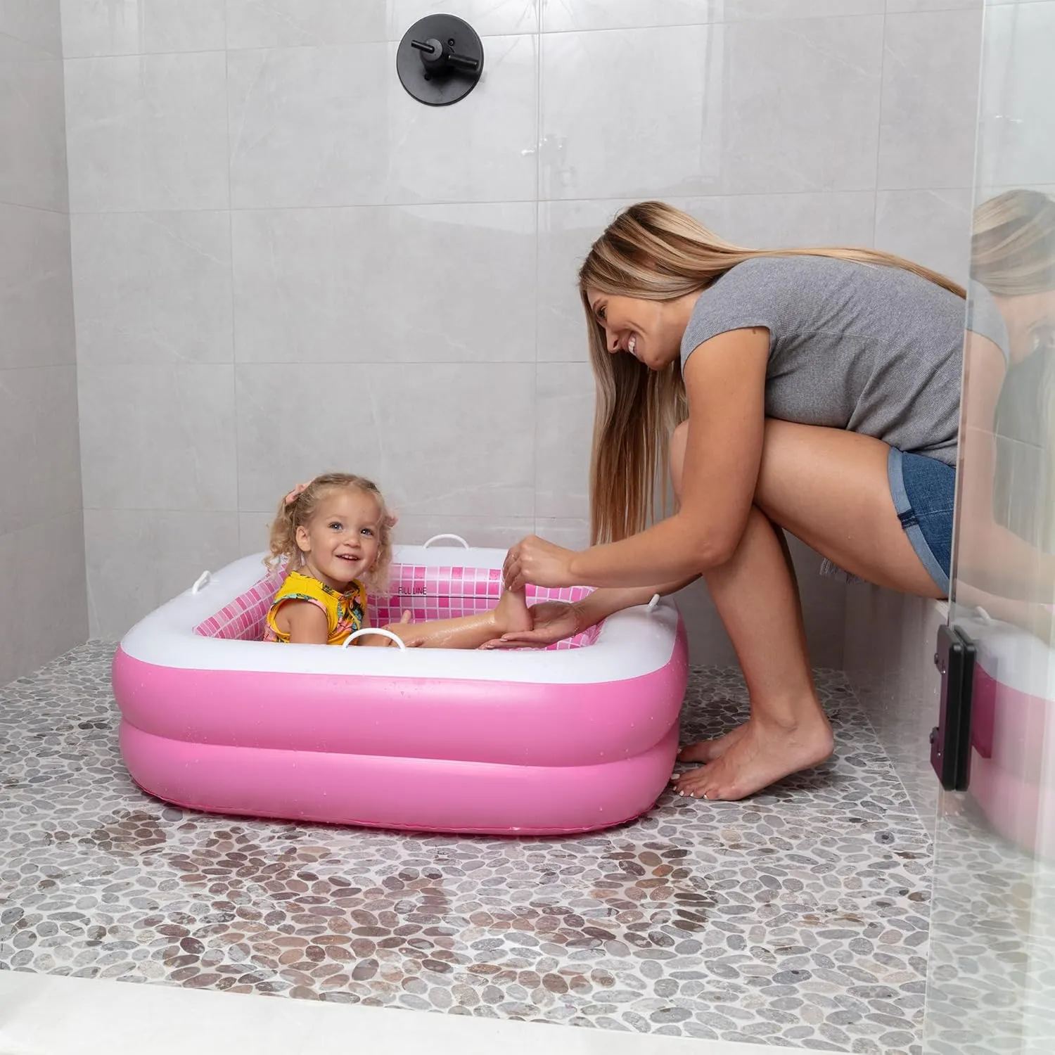 Inflatable Baby Pool for Toddlers 1-3, Handles, Soft Floor & Drain, 34"x10" Kiddie Pool, Blow Up Bathtub & Ball Pit, Summer Outside Kid Water Toy Outdoor Play First Birthday Gift for Girls Ages 1 2 3